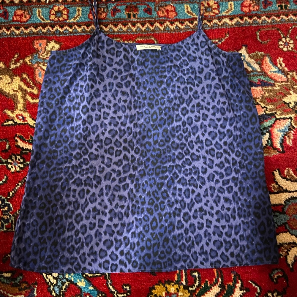 Equipment Blue Leopard Print Top